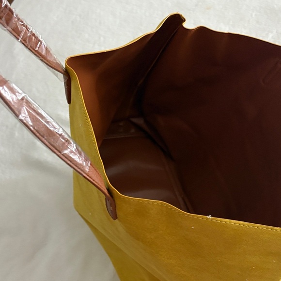 Vibrant Yellow Tote Bag with Pink Stripe - Picture 4 of 4